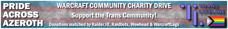 Pride Across Azeroth banner for Trans Lifeline